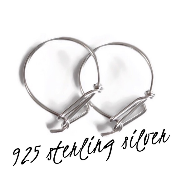 Unique 925 Sterling Silver Upside Down Latch Hoop Earrings 1/2” 3/4” or 1” Sizes - Picture 3 of 7